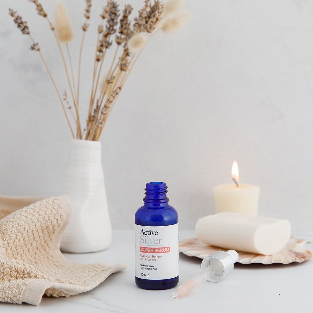 Active Silver Super Serum open with dropper