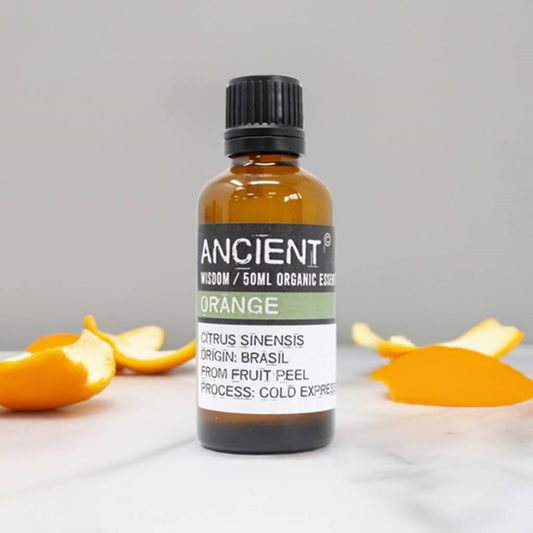 Ancient Wisdom organic orange essential oil 50ml with orange peel