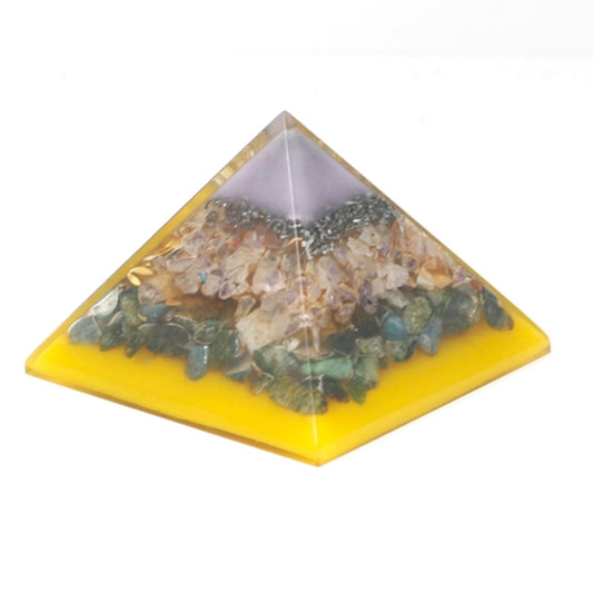 Ancient Wisdom Orgonite Pyramid with Tree & Gold Base (70mm)