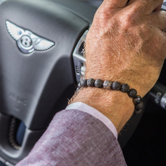 Wearing the Zen-Z Karma Lava Mudrock Magnetic Bracelet