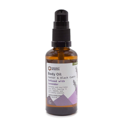Ancient Wisdom Organic Body Oil Black Cumin & Castor Oil infused with Lavender 50ml