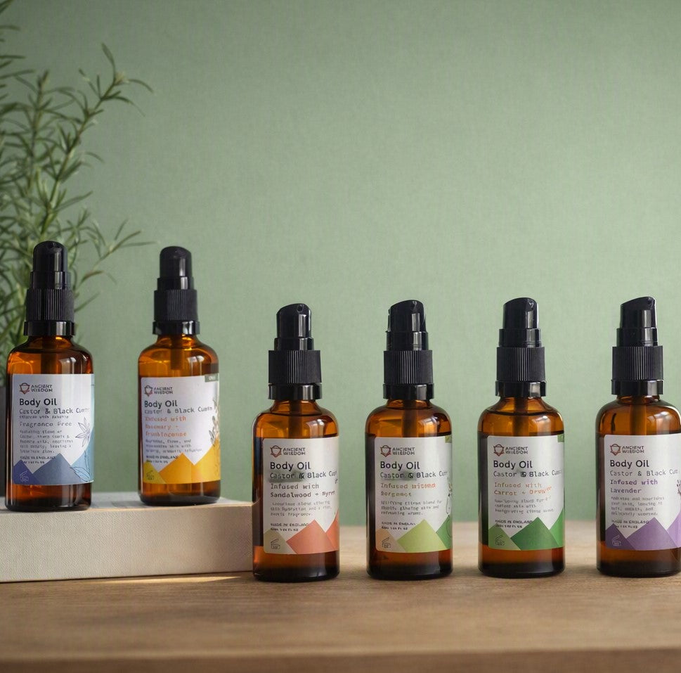 Organic Body Oils - Black Cumin Seed & Castor Oil with Essential Oils