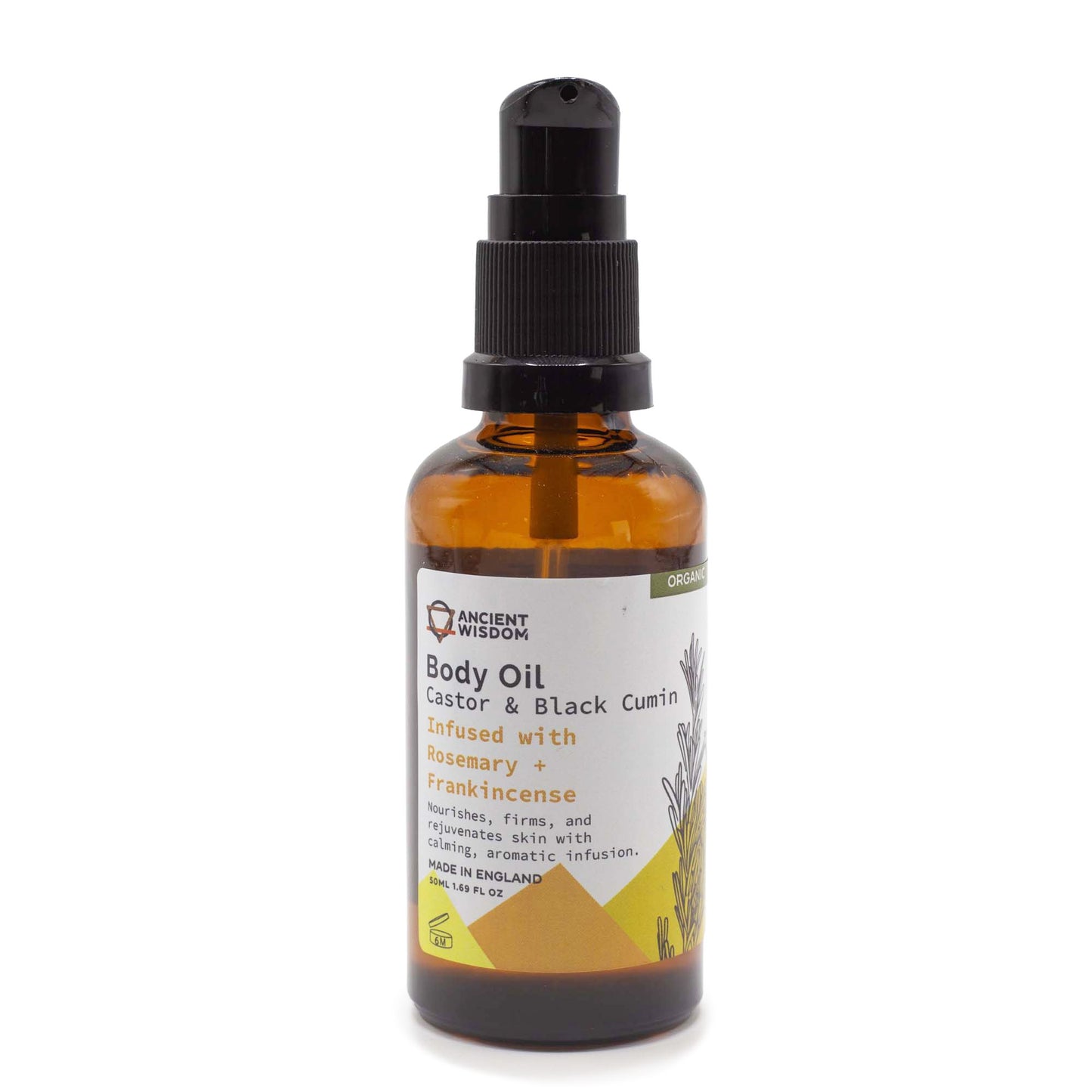 Ancient Wisdom Organic Body Oil Black Cumin & Castor Oil infused with rosemary & frankincense 50ml