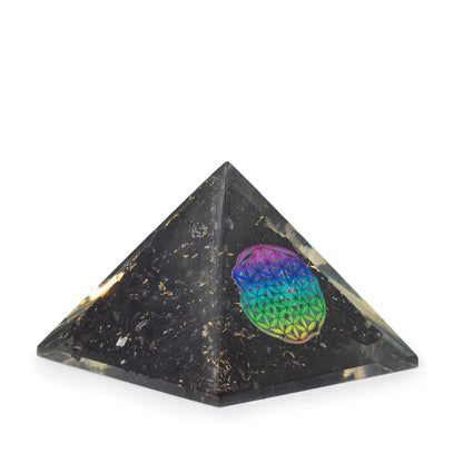 Ancient Wisdom black tourmaline and flower of life pyramid