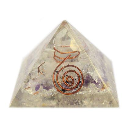 Orgonite pyramid with copper and gemstones