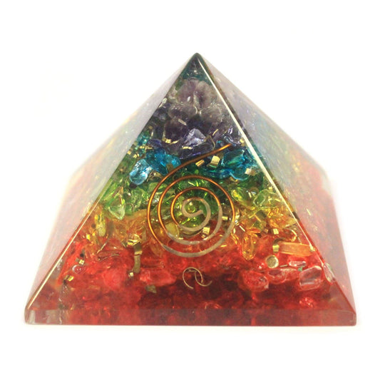 Ancient Wisdom Orgonite Pyramid with mixed gemstones and copper