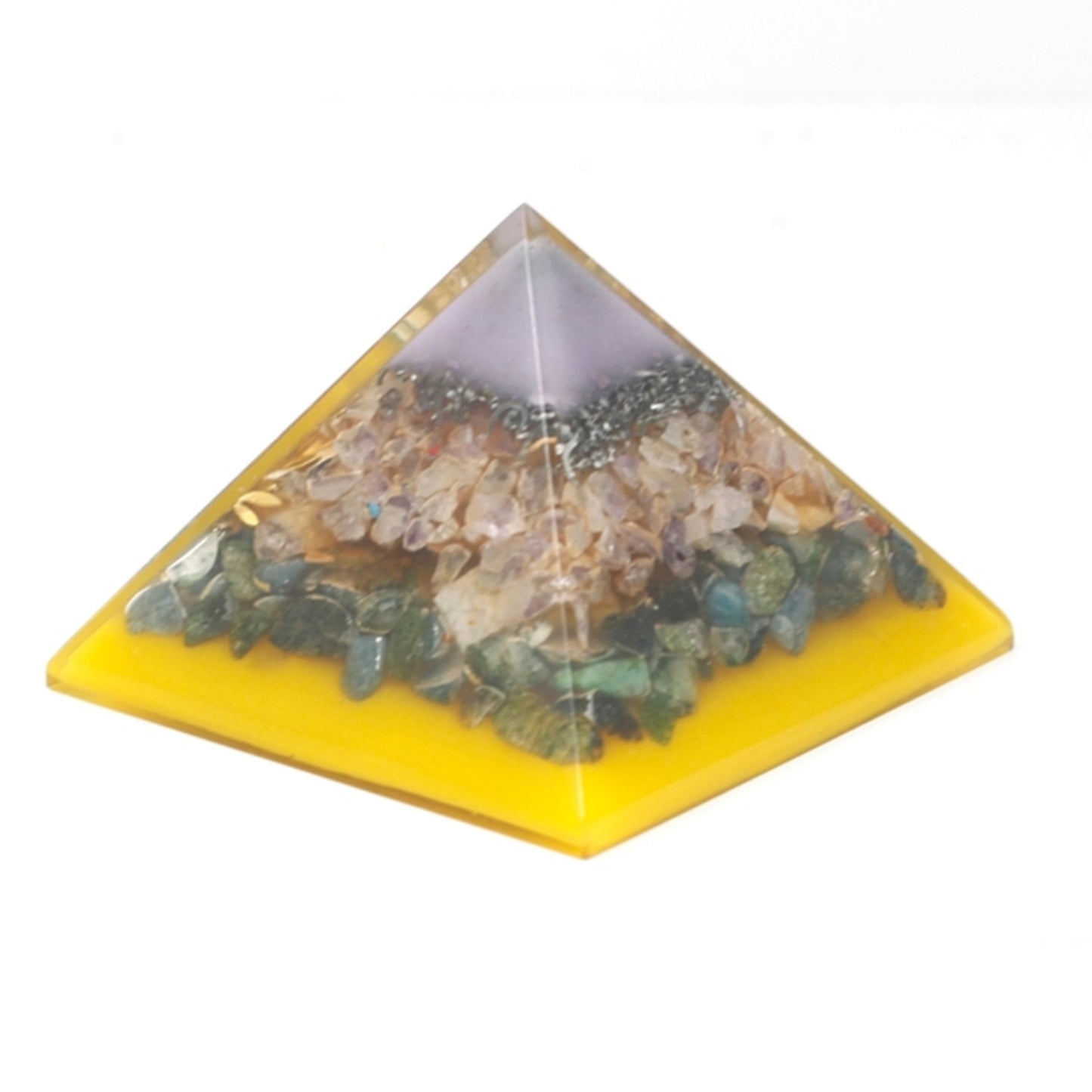 Ancient Wisdom Orgonite Pyramid with Tree & Gold Base (70mm)