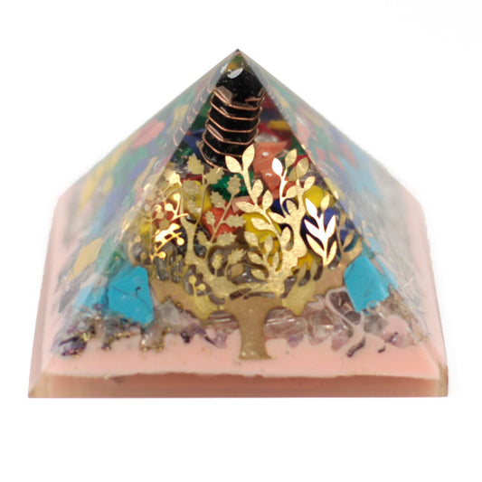 Ancient Wisdom Orgonite Pyramid with Tree & Earth Base (70mm)