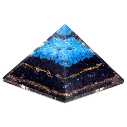 Ancient Wisdom Orgonite Pyramid with Turquoise and Black Tourmaline (70mm)