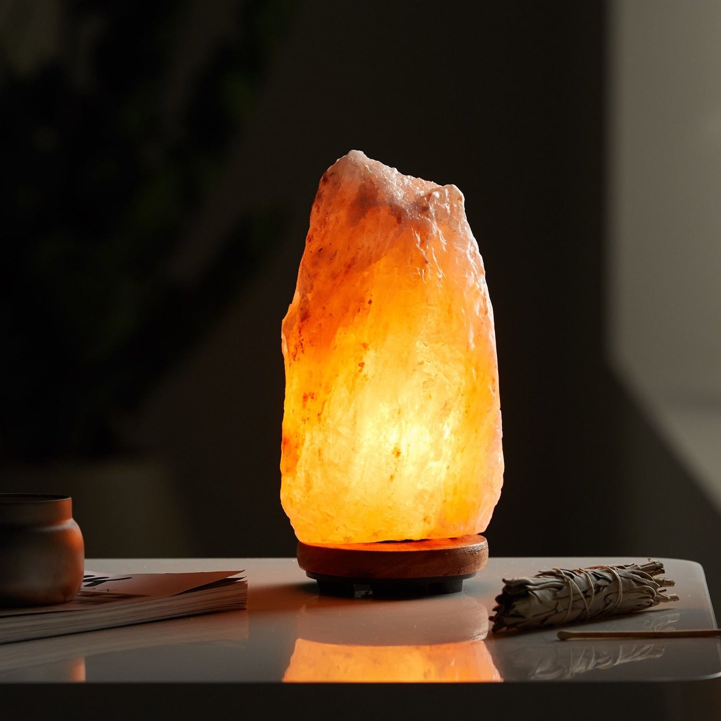 Ancient Wisdom Himalayan Salt Lamp lit up