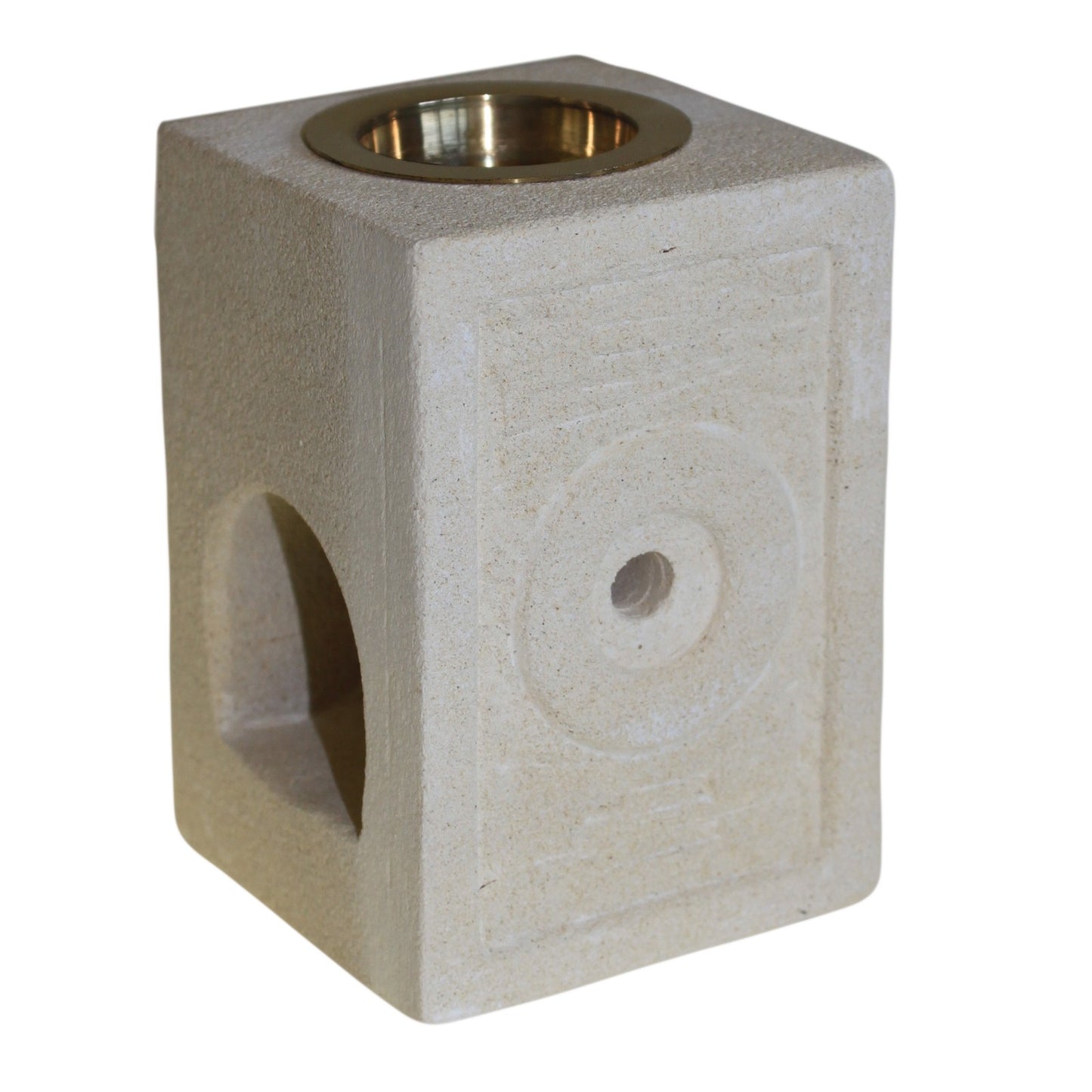 Ancient Wisdom sandstone and brass oil burner