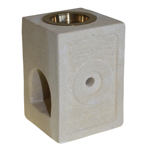 Ancient Wisdom sandstone and brass oil burner
