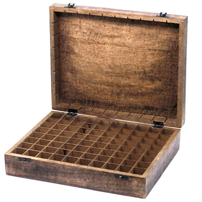 Open hand carved mango wood essential oil storage box for 80 oils