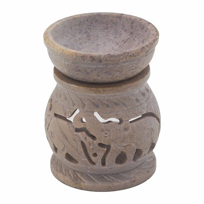 Small Soapstone Elephant Oil Burner 8cm