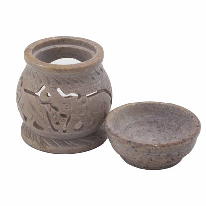 Small Soapstone Elephant Oil Burner 8cm