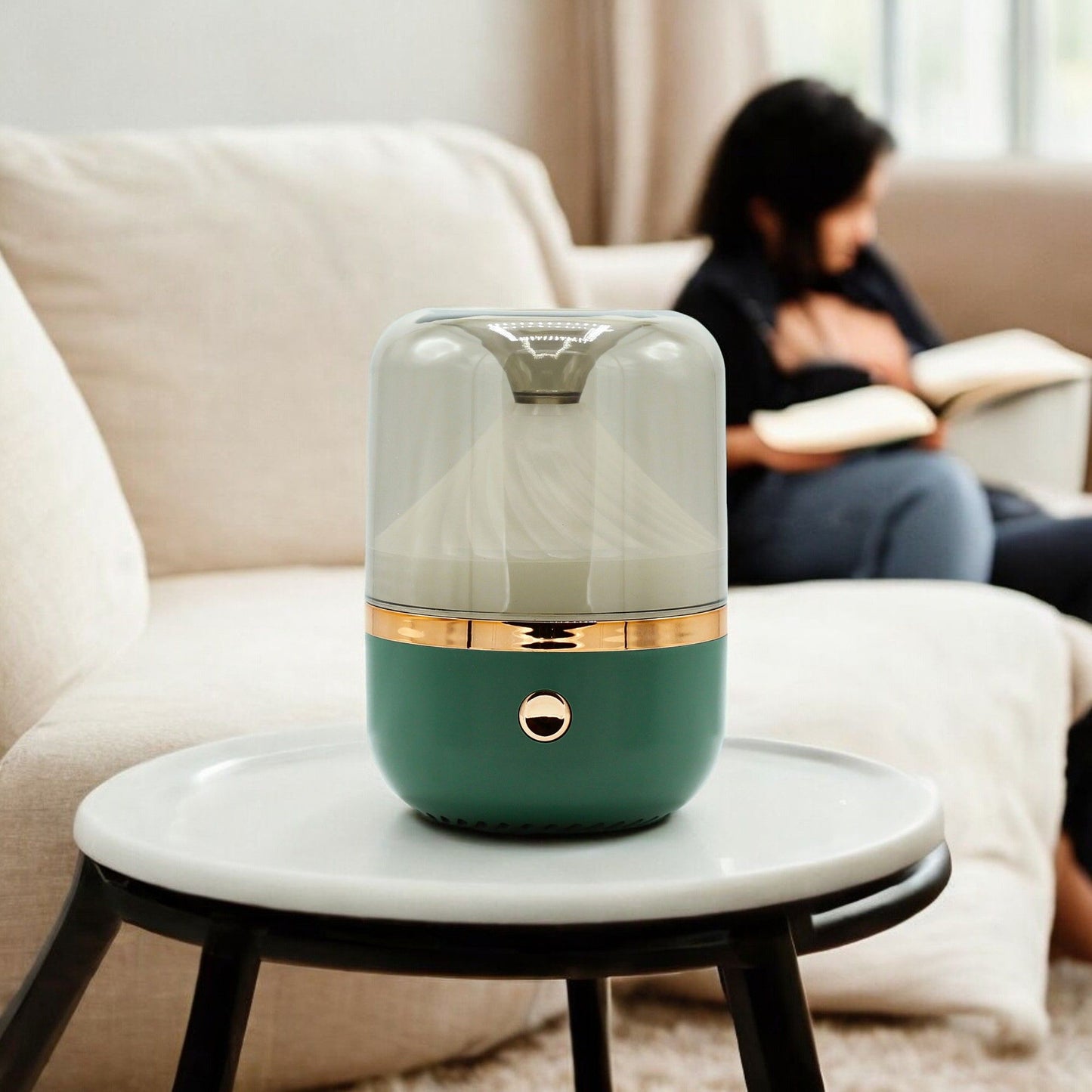 Aroma diffuser and humidifier USB green and bronze