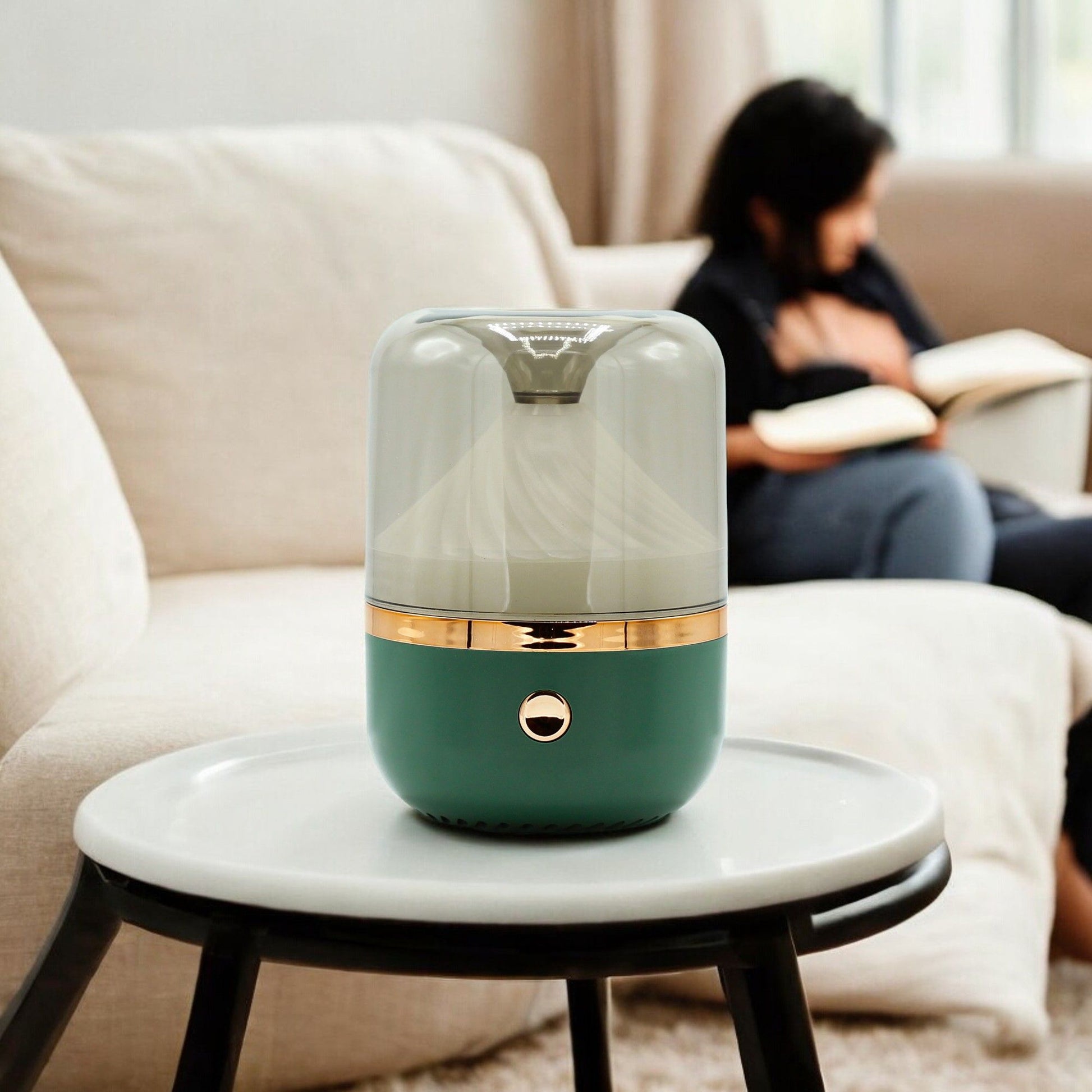 Aroma diffuser and humidifier USB green and bronze