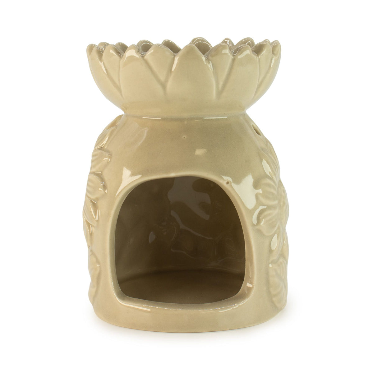 Beige sunflower ceramic oil burner