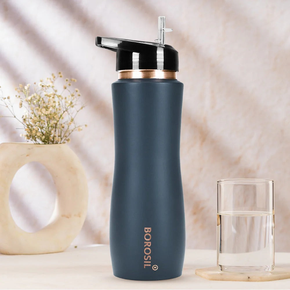 Borosil copper water bottle 750ml grey