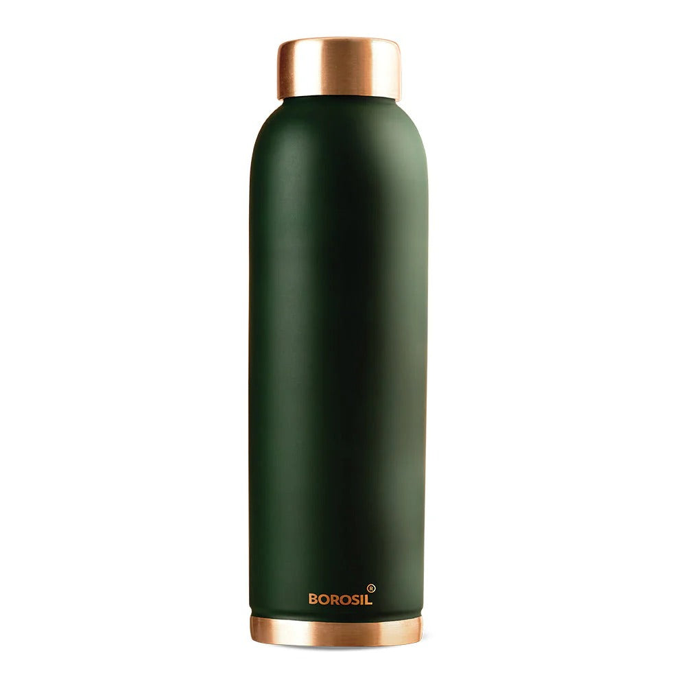 Borosil Copper Bottle made from pure copper with green exterior