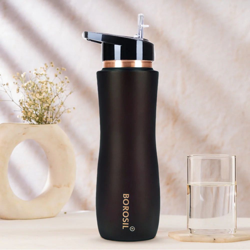Black borosil sipper copper bottle 750ml