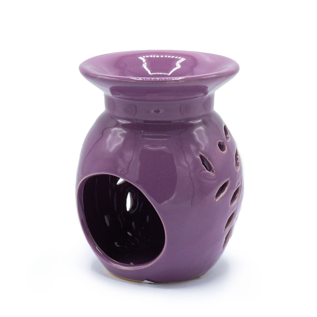 Lavender ceramic oil burner on a white background
