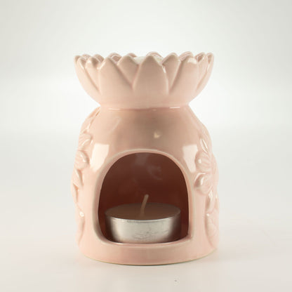 Pastel pink sunflower oil burner with tea light