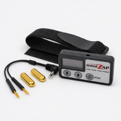 Minizap with wristband, micro-pulsing cord and gold electrodes