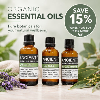 15% off organic essential oils 50ml
