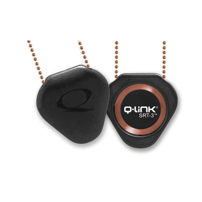 Q-link black pendants with copper bead chains