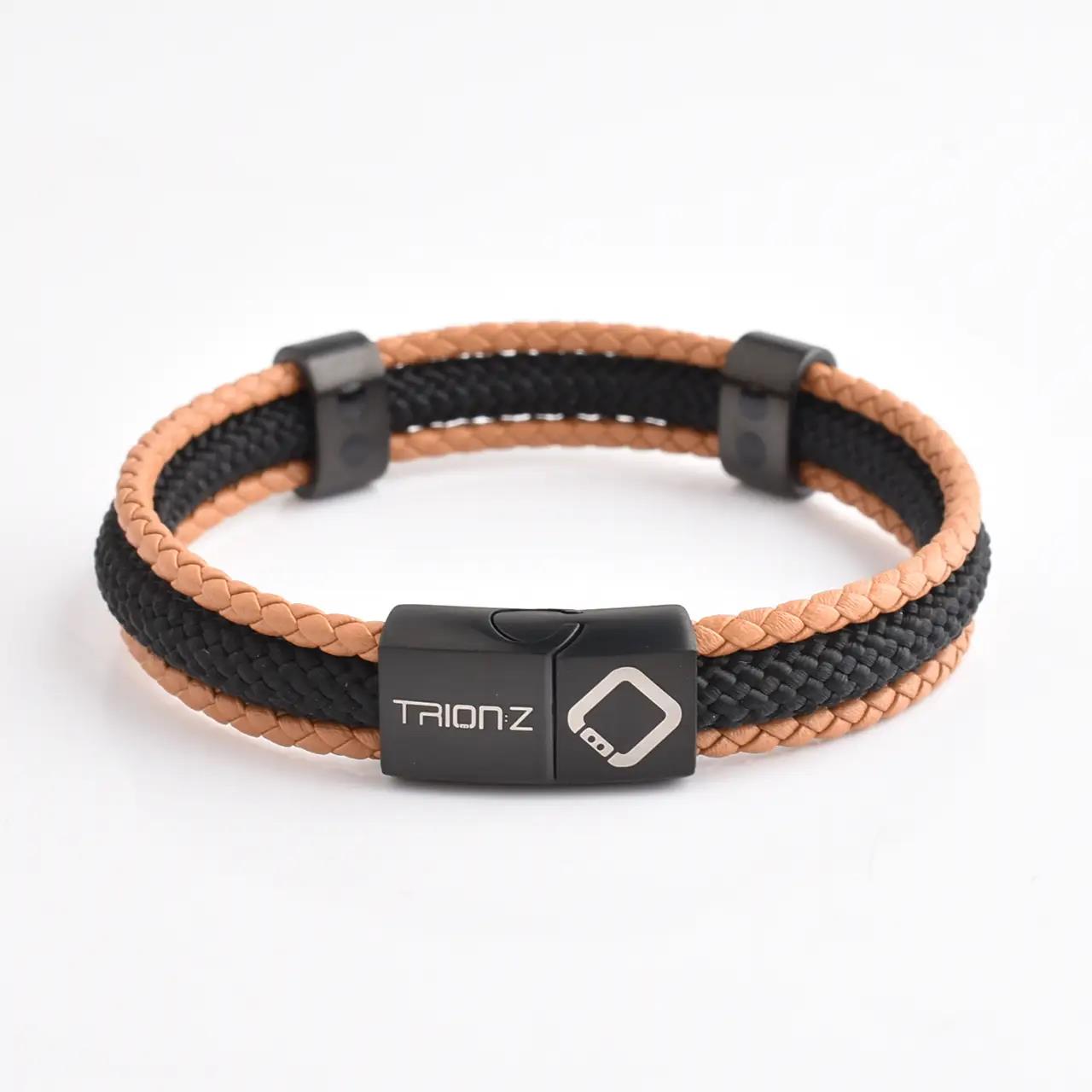 Trion:Z Zen Tri Loop Bracelet Black and Camel
