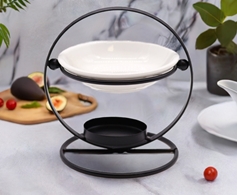 ceramic oil burner with metal stand